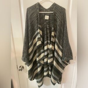 BCBG Maxazria Multi-Colored Striped Poncho Sweater